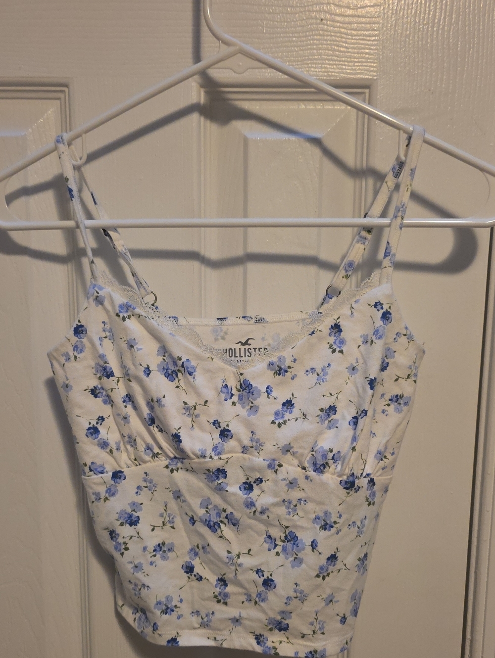 Hollister White Cami Top with Blue Floral Print
